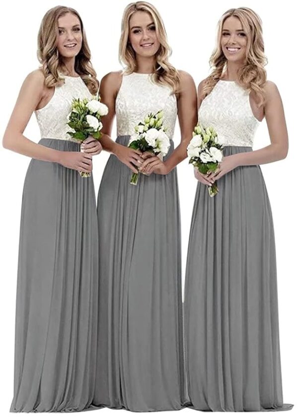 Lace Bridesmaid Dress Long A-Line Evening Party Gown for Womens
