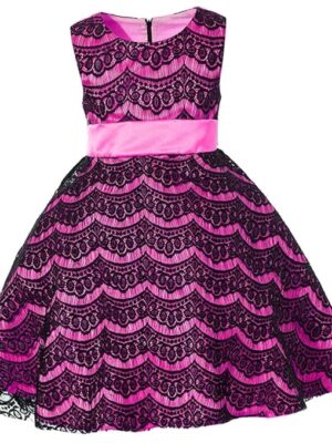 Flower Girl Dress Lace Wedding Bridesmaid Birthday Pageant 4-5 Years pink