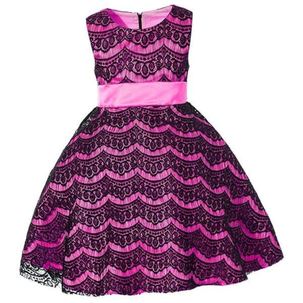 Flower Girl Dress Lace Wedding Bridesmaid Birthday Pageant 4-5 Years pink