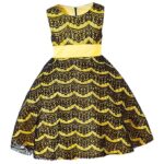 Flower Girl Dress Lace Wedding Bridesmaid Birthday Pageant 4-5 Years yellow (Yellow)