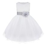 Baby Girls Summer Bridesmaid Long Party Dress Trailing White Birthday Flower Dresses for Girl Net Wedding Princess Gown 1-2 Year Kidswear