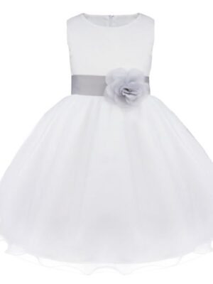 Baby Girls Summer Bridesmaid Long Party Dress Trailing White Birthday Flower Dresses for Girl Net Wedding Princess Gown 1-2 Year Kidswear