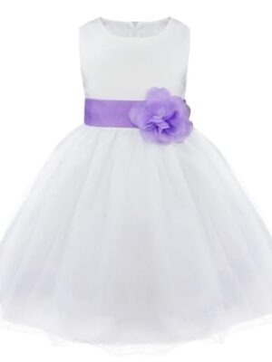 Baby Girls Summer Bridesmaid Long Party Dress Trailing White Birthday Flower Dresses for Girl Net Wedding Princess Gown 1-2 Year Kidswear (Purple)