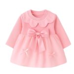 Baby Girl Long Sleeve Princess Dress – Soft Cotton Round Neck Flower Dress for Toddler Girls, Birthday, Party & Casual Wear (Pink AD2)