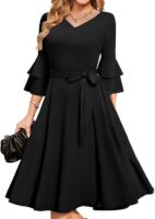 Women's Plus Size 3/4th Bell Sleeves Bridesmaid Dresses (Black)
