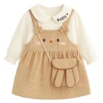 Baby Girl Long Sleeve Princess Dress – Soft Cotton Round Neck Flower Dress for Toddler Girls, Birthday, Party & Casual Wear (Beach Ad41)