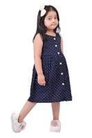 Girls Embroidery Cotton Long Sleeve Flower Dresses LH5460 for 1-8 Years (Navy Blue)