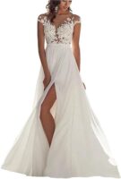 Sexy Low Cut Backless Floral White Lace Mermaid Prom Wedding Dress Floor Length Cocktail Party Dress for Women
