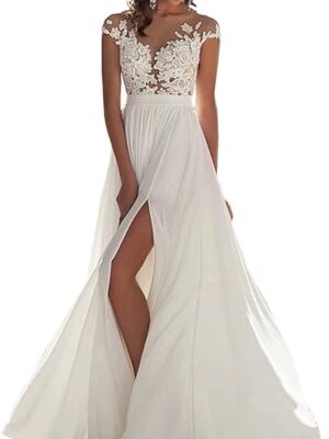 Sexy Low Cut Backless Floral White Lace Mermaid Prom Wedding Dress Floor Length Cocktail Party Dress for Women