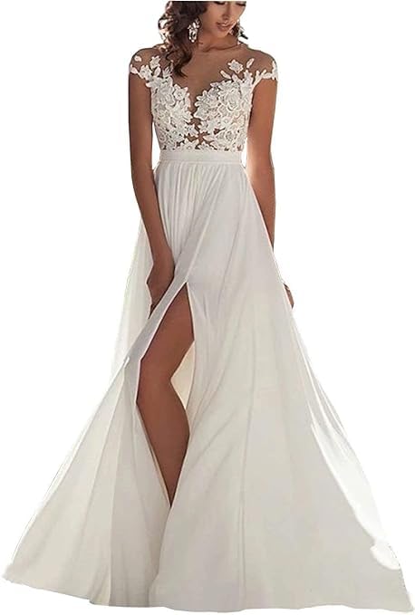 Sexy Low Cut Backless Floral White Lace Mermaid Prom Wedding Dress Floor Length Cocktail Party Dress for Women