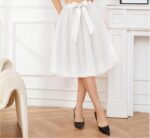 Kids Tulle Skirt Knee Length Wedding Party Homecoming Prom Dress (White)