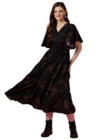 Women's Maxi Geometric Print Crepe Flared Sleeve Casual Dress