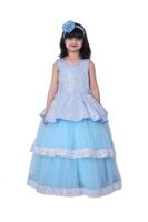 Baby-Girls Kids Blue Sequin Fancy Prom Dress
