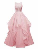 Net Wedding Maxi Dress for Women (Baby Pink)