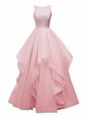 Net Wedding Maxi Dress for Women (Baby Pink)