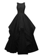 Net Wedding Maxi Dress for Women (Black)