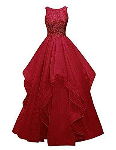Net Wedding Maxi Dress for Women (Red)