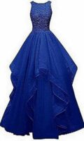 Net Wedding Maxi Dress for Women (Royal Blue)