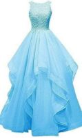 Net Wedding Maxi Dress for Women (Sky Blue)
