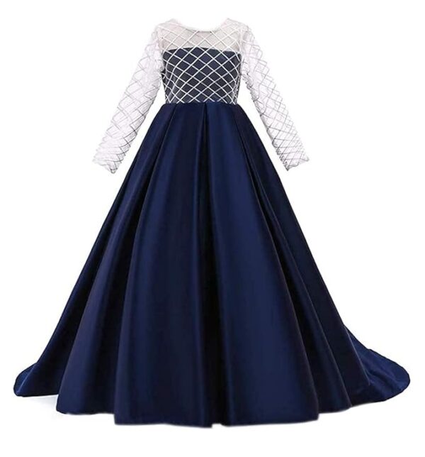 Net Wedding Maxi Dress for Women (Dark blue)