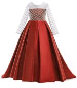 Net Wedding Maxi Dress for Women (Maroon-002)