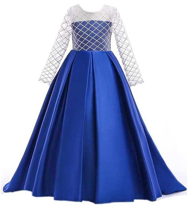 Net Wedding Maxi Dress for Women (Royal blue-002)