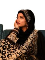 Luxury Bridal Hijab Scarf With Handwork(Black)