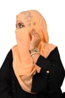 Luxury Bridal Hijab Scarf With Handwork Naqab Wear For Party And Any Occesion (Peach)