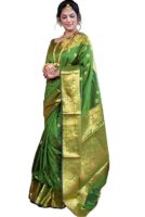 Women's Banarasi Silk Saree with Intricate Gold Zari Weaving & Unstitched Blouse Piece – Traditional Indian Wedding Attire( Mahi Parot)