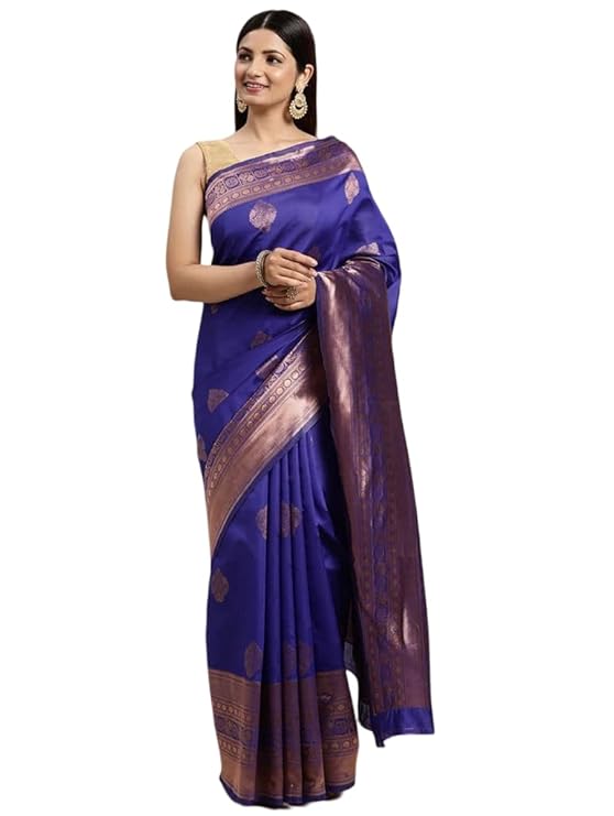 Women's Banarasi Silk Saree with Intricate Zari Work & Matching Blouse Piece – Traditional Indian Attire for Weddings & Celebrations