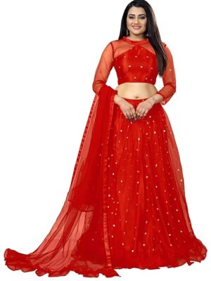Elegant and Stylish Lehenga Choli for Women – Traditional Indian Wear with Embroidery, Perfect for Weddings and Festivals (Butti-Red)
