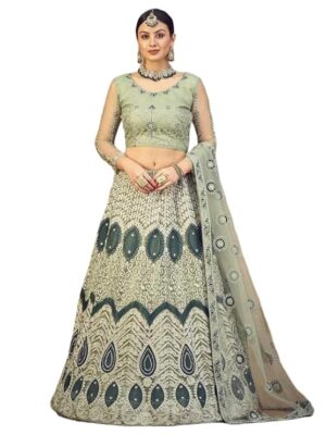 Elegant and Stylish Lehenga Choli for Women – Traditional Indian Wear with Embroidery, Perfect for Weddings and Festivals (Janvi-Pista)