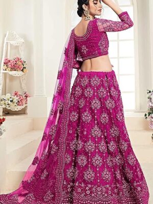 Elegant and Stylish Lehenga Choli for Women – Traditional Indian Wear with Embroidery, Perfect for Weddings and Festivals (Net-Pink)