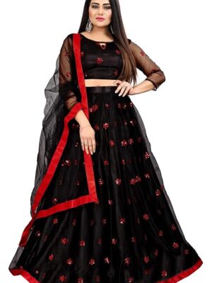 Elegant and Stylish Lehenga Choli for Women – Traditional Indian Wear with Embroidery, Perfect for Weddings and Festivals (Star-Black)