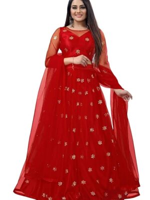 Elegant and Stylish Lehenga Choli for Women – Traditional Indian Wear with Embroidery, Perfect for Weddings and Festivals (Star-Red)