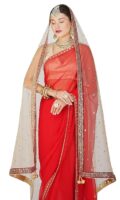 Wedding Bridal Women's Net Dupatta With Resham Embroidery Border Traditional