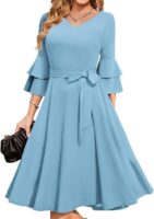 Women's Plus Size 3/4th Bell Sleeves Bridesmaid Dresses (Sky Blue)