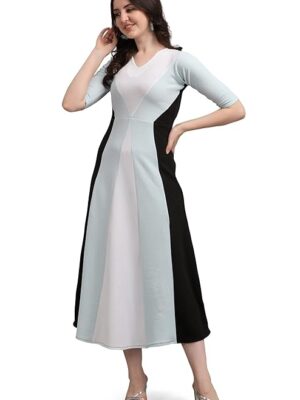 Women's Corduroy Empire Waist Maxi Cocktail Dress (Sky Blue)