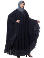 Free Size Neck Belted Kaftan With Dual Fabric Design - Made with Nida Matte for Women(Navy Blue)