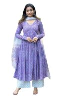 Women Printed Anarkali Kurta and Pant Set with Dupatta