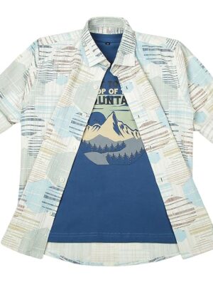 Boys Cotton Lycra Printed Full Sleeves Shirt and T-Shirt