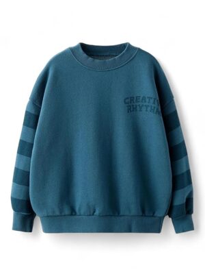 Boys & Girls Oversized Sweatshirt | Placement Print | Age 3-10 Years | Warm & Comfortable Kids Pullover(Teal Blue)